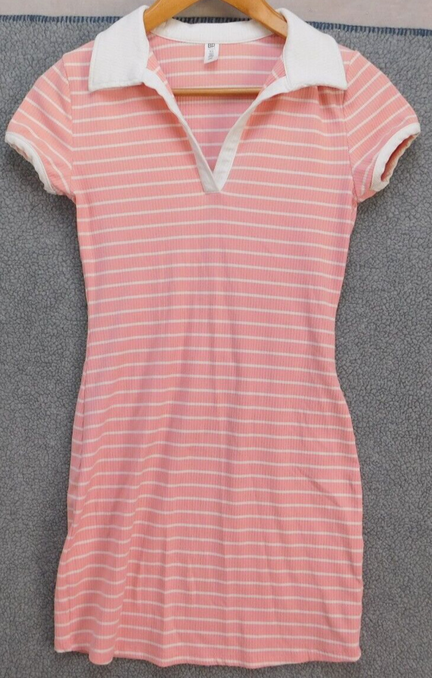 BP Stripe Rib Polo Dress In Pink Hydrangea Women's XS